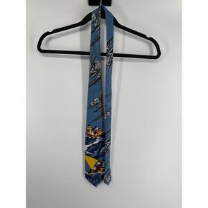 Disney Donald Duck & Goofy Jet Ski Cartoon Blue Silk Necktie by Balancine Inc